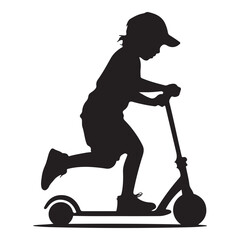 Kid on Scooter Silhouette Vector