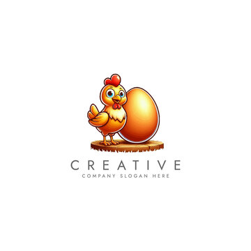 Chicken with eggs farm logo, bird broilers and meat logotype, Farm logo with rooster or chicken,Hen symbol  logo vector design