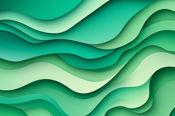 Obraz premium Abstract green wavy layered papercut design. (1)