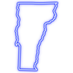 Neon blue outline of Vermont state map on transparent background