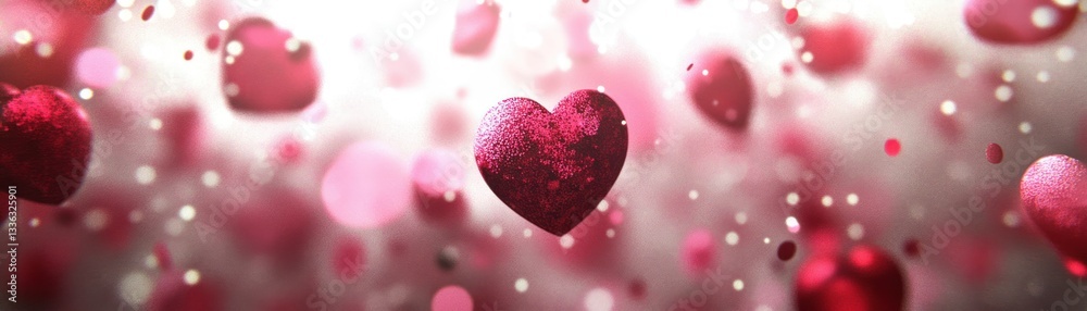Aufkleber floating hearts and bokeh create a romantic and dreamy background scene