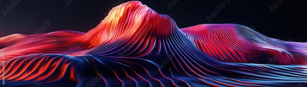 Poster Abstract three dimensional undulating waves with vibrant color gradients