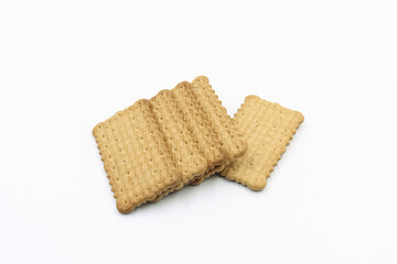 Cookies on white background. Space for text.