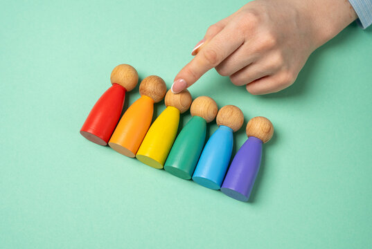 Hand chooses figures of people among LGBT representatives. Find yourself in the list of sexual orientations. Self-identification, exploring sexual orientations, and embracing personal identity.