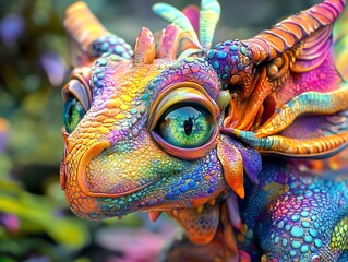 Colorful fantasy creature with vibrant scales.