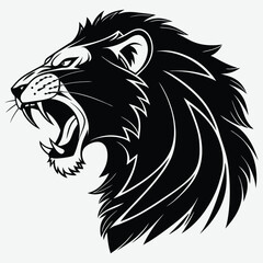 Angry lion face image silhouette design vector art and illustration