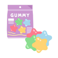 星型のグミ　キャンディ　袋入り　イラスト
