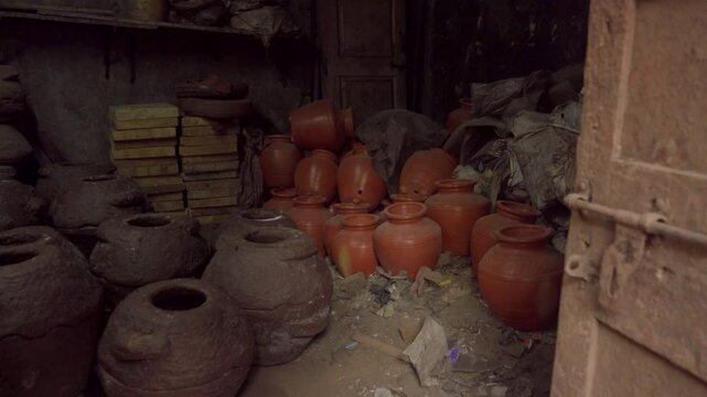 Handcrafted Indian pottery at Dharavi, Mumbai city, India