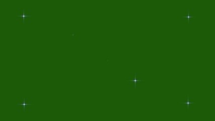 Twinkling stars animation, white cartoon, flat, vector, doodles style stars. twinkle stars starlight on chroma key green screen. Starry night sky, milky way stars twinkle shine. 4k green background