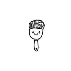 Cute cartoon paint brush hand drawn doodle