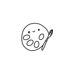Cute cartoon color palette hand drawn doodle