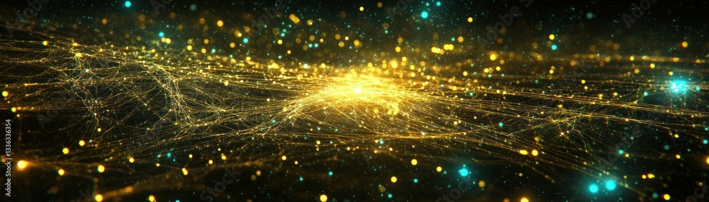 Poster Abstract representation of interconnected light dots and network patterns