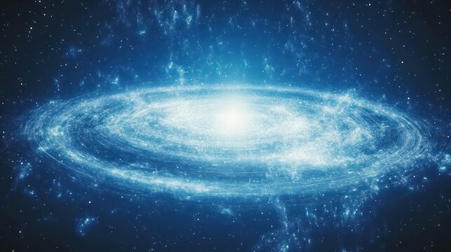 A bright spiral galaxy surrounded by many tiny shining stars - Powered by Adobe