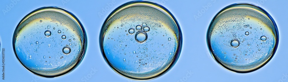 Poster Transparent bubbles floating with smaller bubbles in the inside