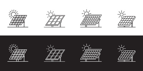 solar panel icon set vector 
