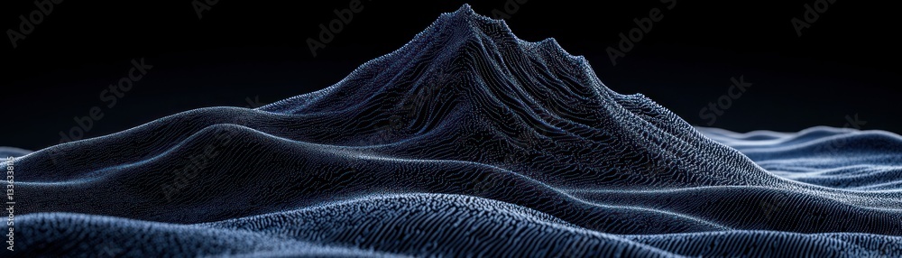 Poster An abstract digital rendering of a mountain range in dark colors