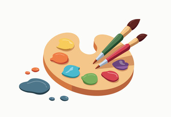 Modern Vector Graphic: Stylized Artist's Palette with Bright Colors, Representing Artistic Skills, Creative Process, and Visual Communication, Great for Art Blogs, Design Tutorials, and Online Courses