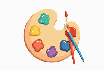 現代的なベクターグラフィック：明るい色を使用したスタイリッシュなアーティストパレットは、芸術的なスキル、創造的なプロセス、視覚的なコミュニケーションを表しています。アートブログ、デザインチュートリアル、オンラインコースに最適です。

