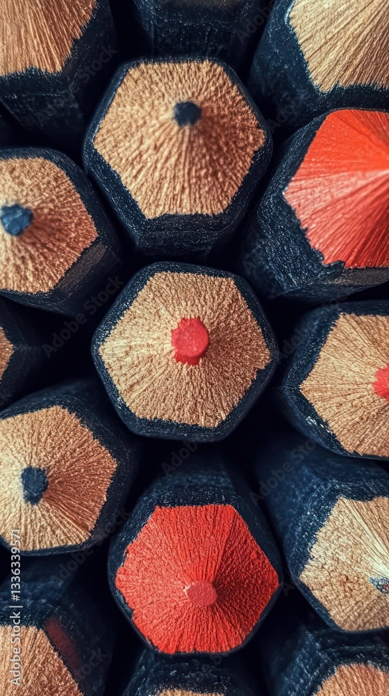 Poster Several sharpened pencils arranged together in a close up pattern