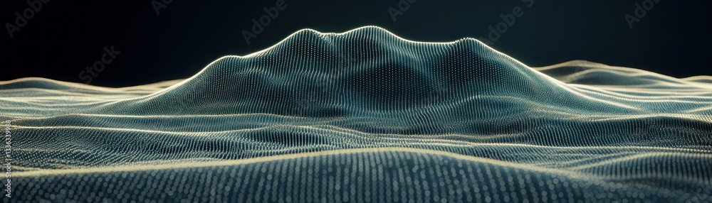 Poster abstract rendered landscape scene of textured hills and subtle light