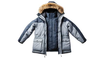 Stylish Padded Jacket isolated on transparent background.