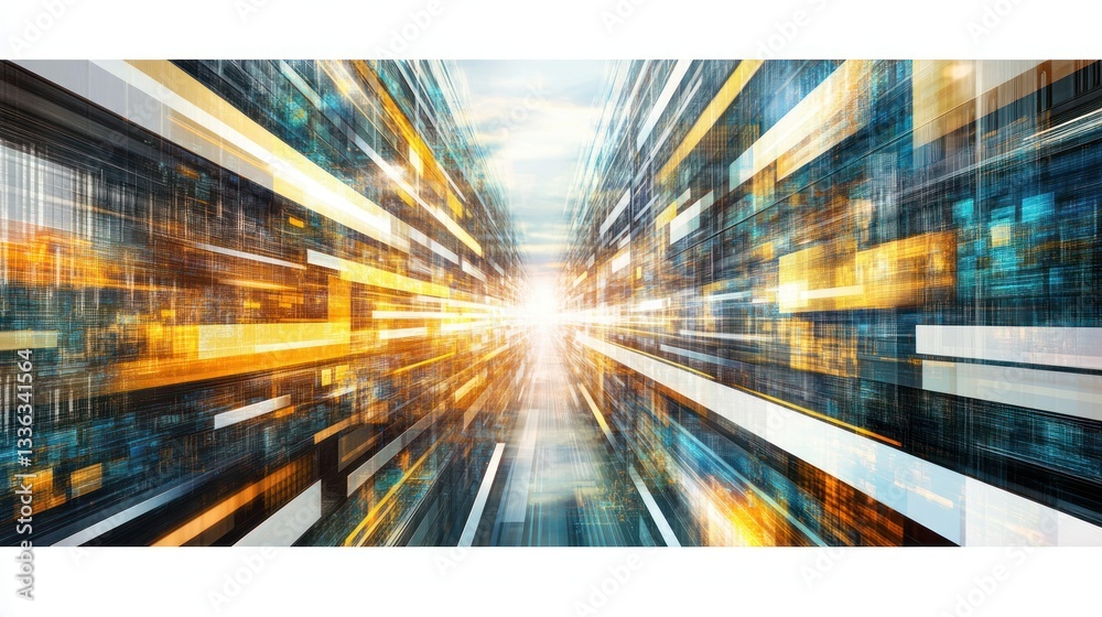 Poster abstract depiction of an open pathway toward a bright light