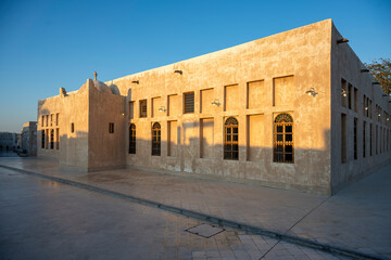 Fototapeta premium Old buildings architecture in the Wakrah souq. Traditional Market.