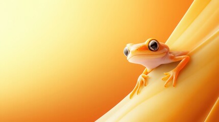 Minimalist style orange newt on leaf nature photography soft gradient background close-up view