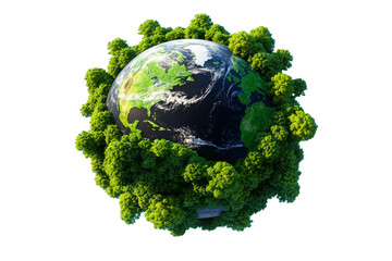 [Transparent Background PNG]Earth Surrounded by Lush Green Trees