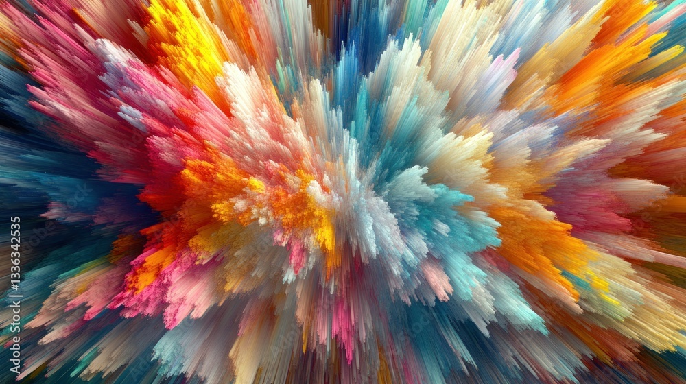 Poster a vibrant and colorful abstract explosion of various textures and hues