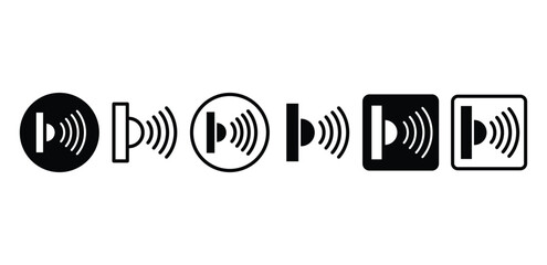 Infrared  Wireless Signal Symbols Icon Set Black and White Color Vector Design Illustration