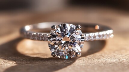 Elegant diamond engagement ring on display.