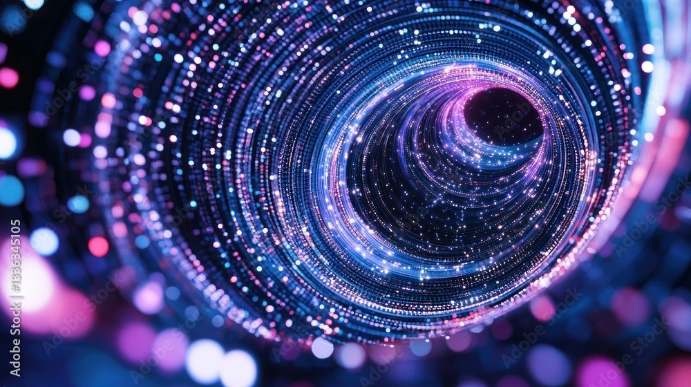Poster a colorful tunnel of flowing lights and shimmering sparkles creates awe