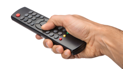 hand holding remote control
