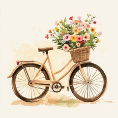 Charming Vintage Bicycle with Flower Basket: A Romantic Summer Delight