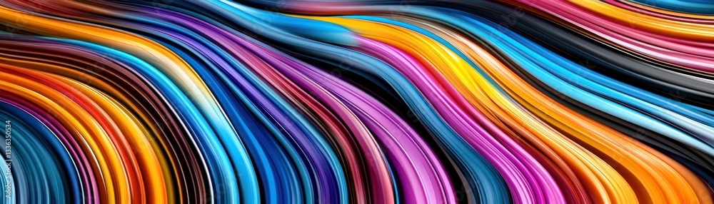 Poster Abstract artwork showcasing colorful wave patterns and layered fluid paint effects