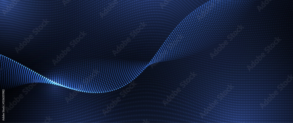 Aufkleber Vector abstract dynamic, wave particle and dot. Illustration technology background with dynamic mesh, flow particles design for banner, wallpaper. Futuristic, digital datum network and science concept