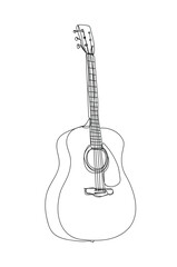 Obraz premium acoustic guitar , line drawing style, vector illustration