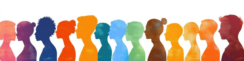 Silhouetted Diversity: A Collective Cultural Profile Showcasing Varied Ages and Backgrounds in Unity