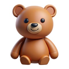Fototapeta premium A Cheerful, Chubby Brown Teddy Bear Sitting Sweetly, Radiating Warmth And Innocence Against A Plain White Background