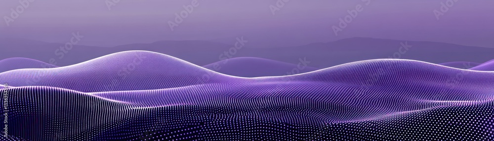 Poster Purple textured digital abstract landscape with soft gradient background mountains