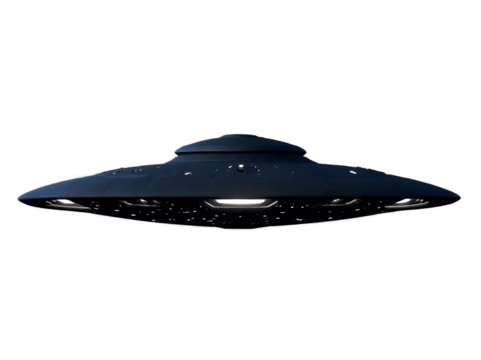 Mysterious Black Obsidian UFO Hovering Silently in the Night Sky