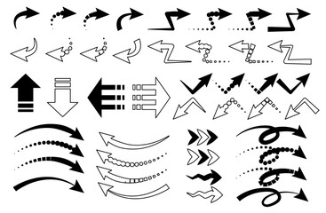 シンプルなモノクロ矢印セット