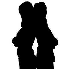 silhouette mother and son while crossed his arms