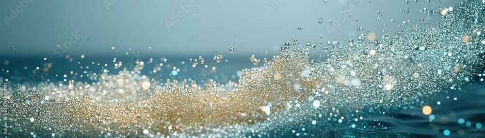 Poster Water splashes and sparkles create an abstract fluid and serene design