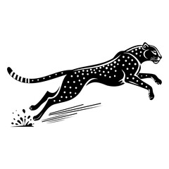 Obraz premium Leaping cheetah in dynamic black and white illustration