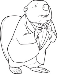 Beaver Groom Suit Wedding Animal Vector Graphic Art Illustration