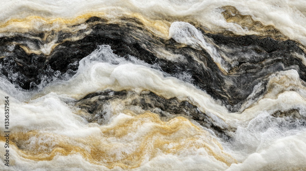 Poster Abstract textured background displaying layers of fluffy white black and gold