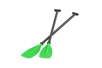 Two oars isolated on white background. Plastic paddle. 3d render
