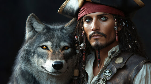 Pirate with Wolf